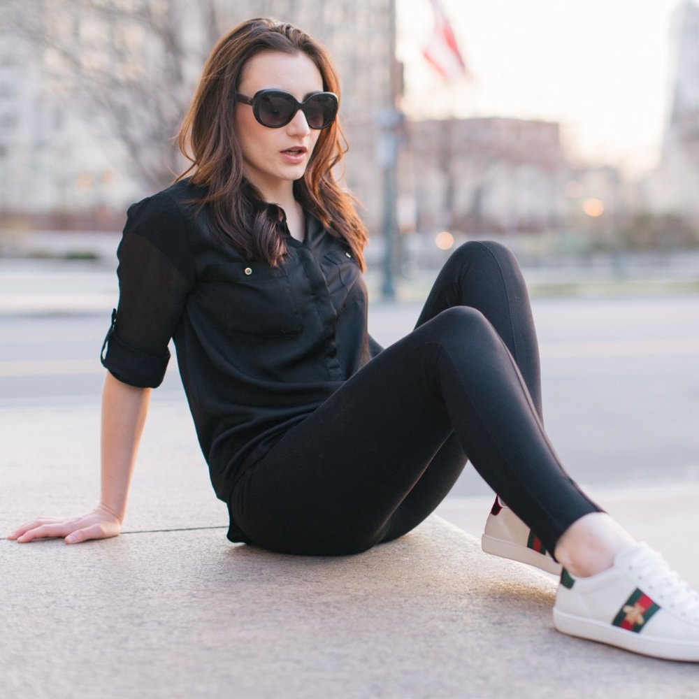 DKNY Black Shirt w/ adjustable sleeves